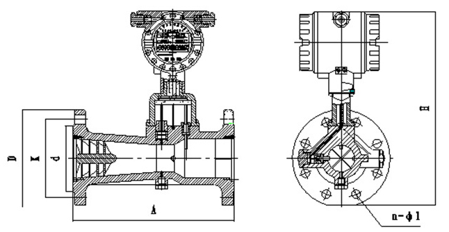天然氣旋進旋渦流量計外形圖