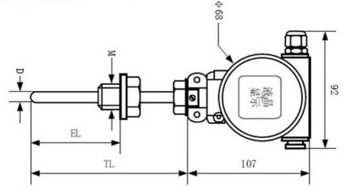 螺紋溫度變送器外形尺寸圖