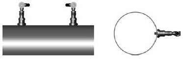 插入式超聲波流量計(jì)v法安裝示意圖